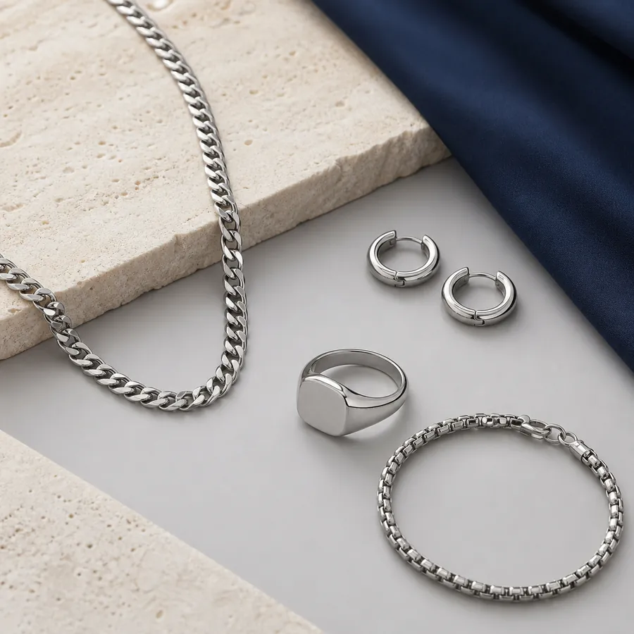 Stainless steel jewelry wholesale collection design illustration