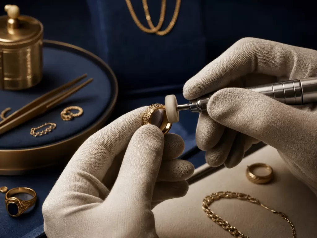 Jewelry polishing process illustration for wholesale manufacturing